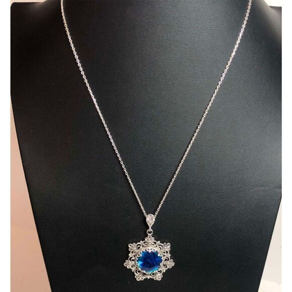 1401 Sterling Silver 925 Abalone filigree Necklace 18” 8g Marked JAJA TURKEY 925 - Picture 1 of 3